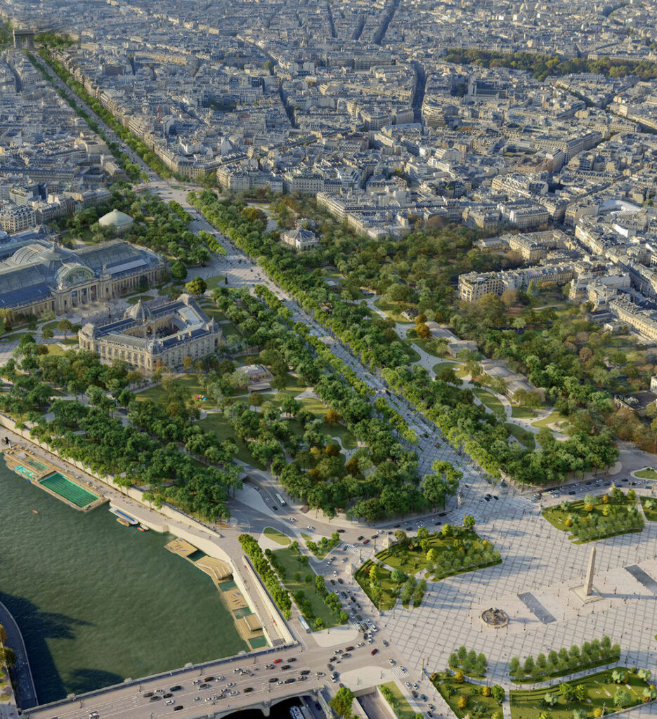 paris set transform the Champs Elysees into extraordinary garden